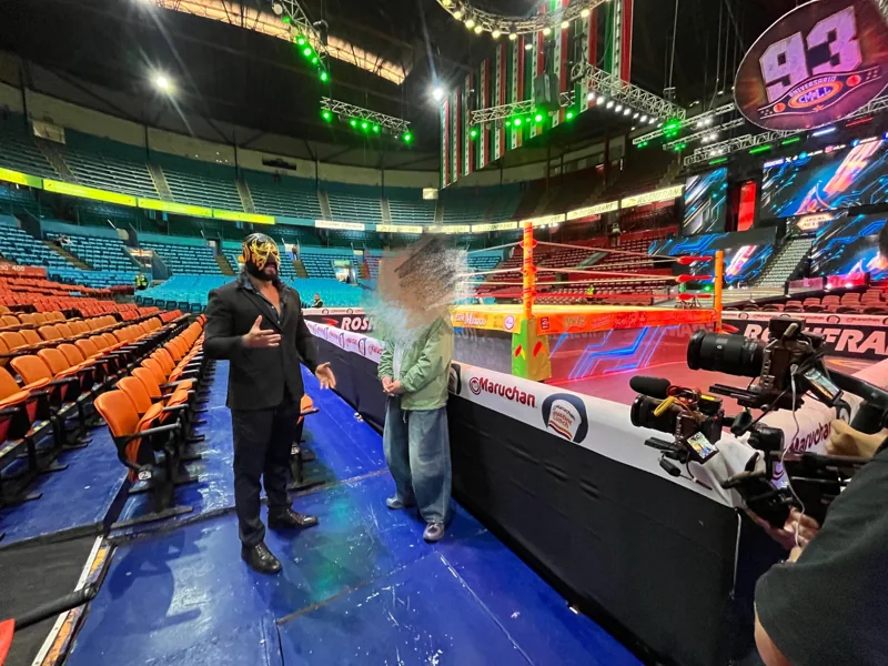 Filming inside the arena