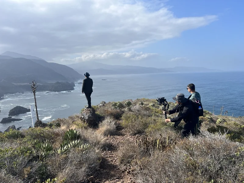 Filming above the coastline