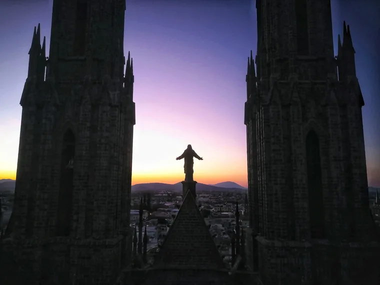 Cathedral towers at dusk