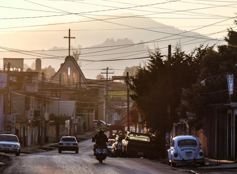 Morning light on a town street