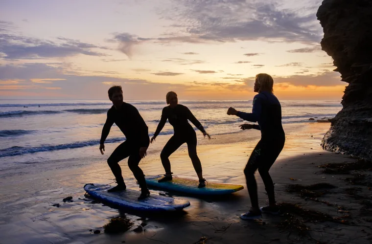 Surfing on the Pacific coast