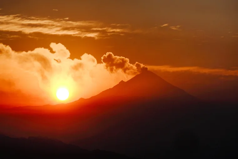 Mountain silhouette at sunset